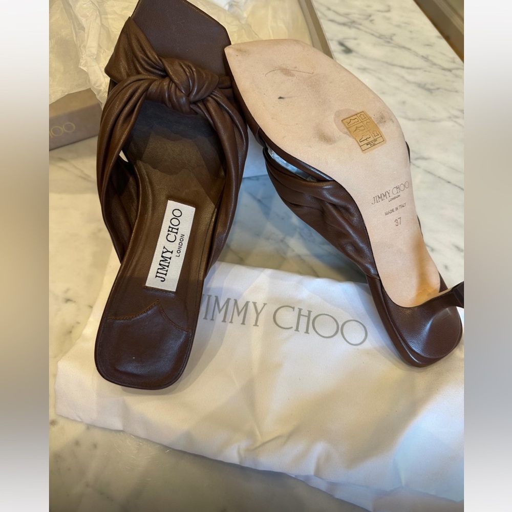 Jimmy Choo Avenue 50 Nappa leather Mules size 37 NWT -brown